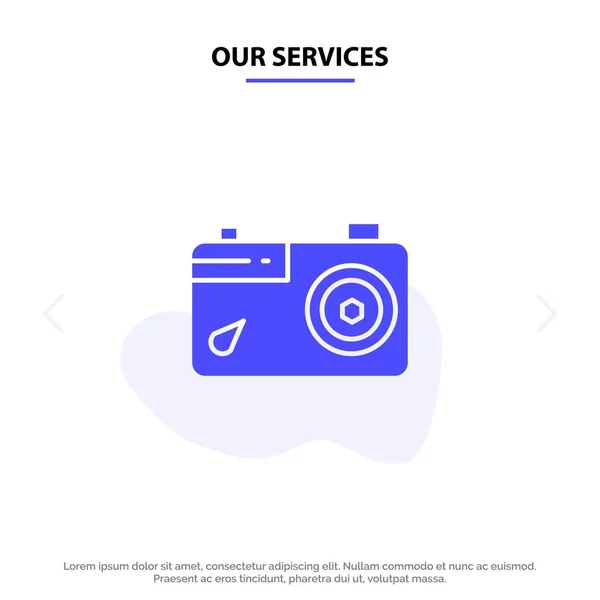 Vores tjenester kamera, Billede, Billede, Foto Solid Glyph Ikon Web – Stock-vektor