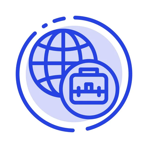 Icono de línea de puntos azules de negocios internacionales — Vector de stock