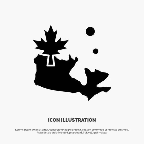 Karta Kanada Leaf Solid Glyph Icon Vector — Stock vektor