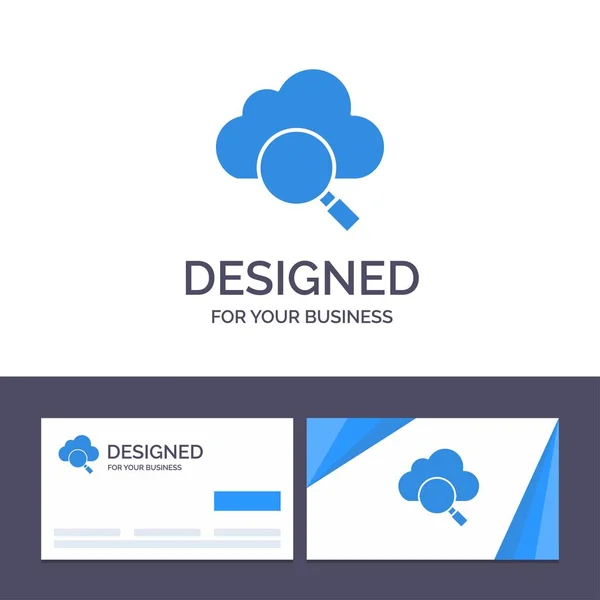 Modèle de carte de visite créative et logo Cloud, Recherche, Recherche — Image vectorielle