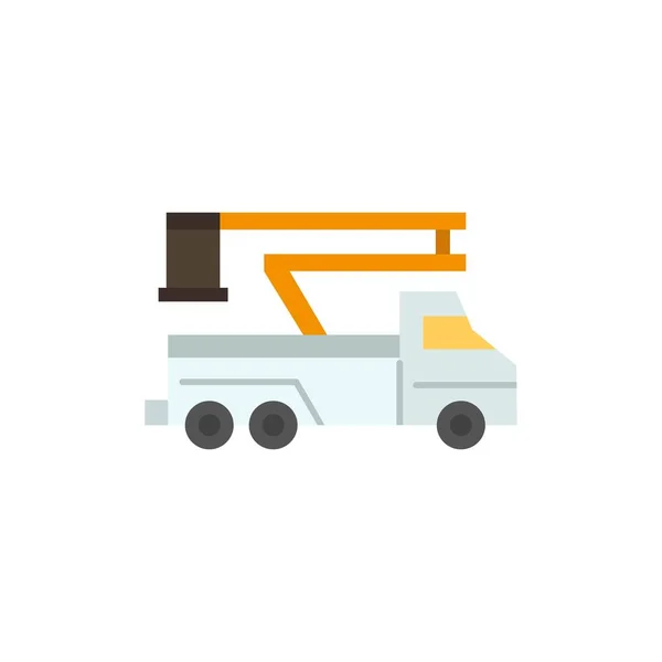 Crane, Truck, Lift, Lifting, Transport  Flat Color Icon. Vector — Stock Vector