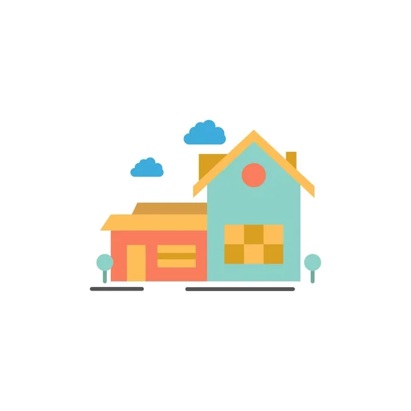 Haus, Haus, Raum, Villa, Bauernhaus flache Farbe Symbol. Vektor ic — Stockvektor