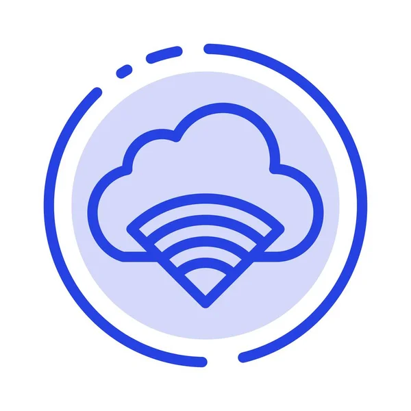Cloud, Connexion, Wifi, Signal Blue Dotted Line Icône — Image vectorielle
