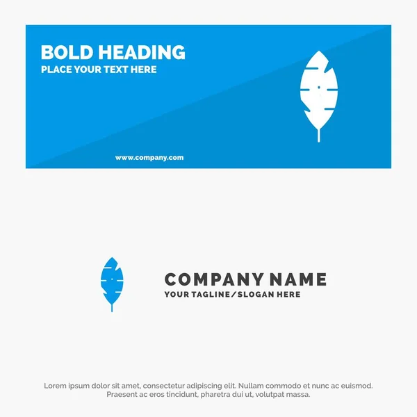 Pluma, tinta, escribir SOlid icono sitio web Banner y logotipo de la empresa — Vector de stock