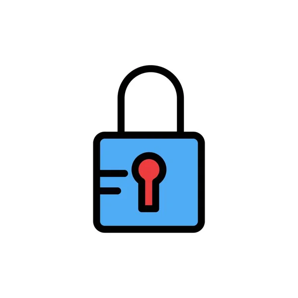 Lock, Locked, School  Flat Color Icon. Vector icon banner Templa — Stock Vector