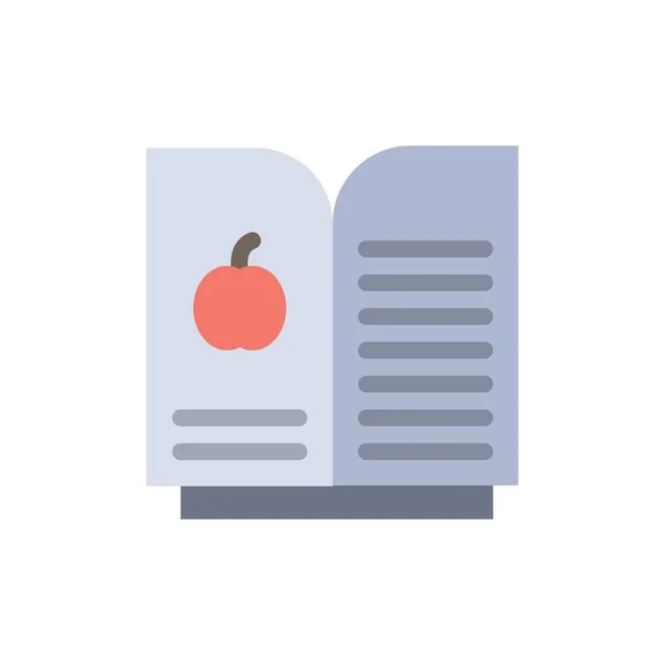 Boek Apple, Science Flat Color Icon. Vector icoon banner Templat — Stockvector