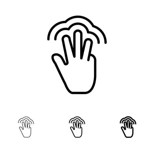 Vingers, gebaren, hand, Interface, multiple touch Bold en thin — Stockvector