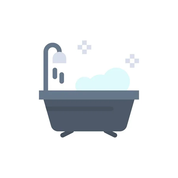 Ванная, Clean, Shower Flat Color Icon. Векторный иконный баннер — стоковый вектор