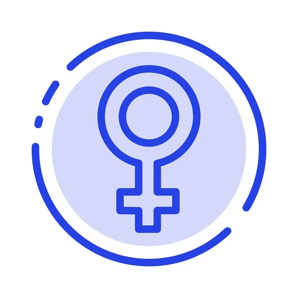 Mujer, Símbolo, Género Azul Línea punteada Icono — Vector de stock