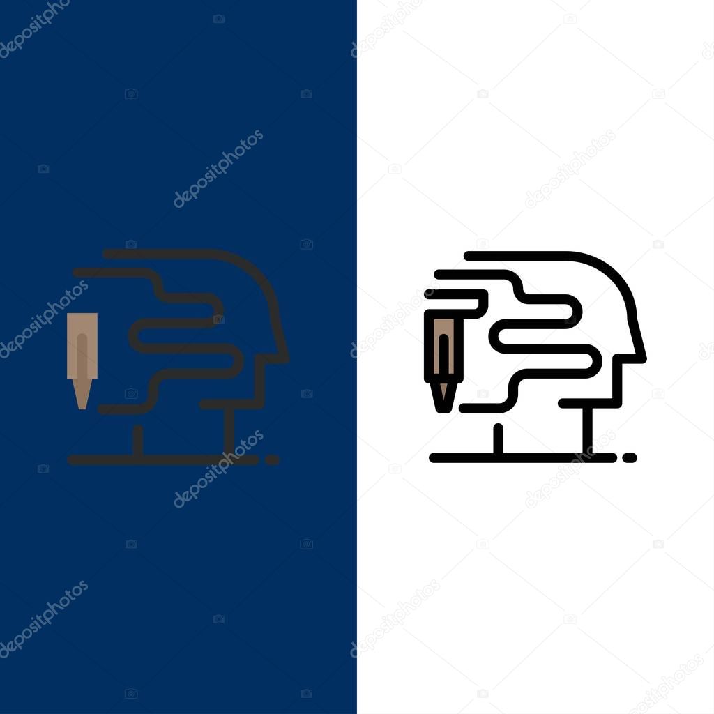 Human Printing Big Think Icons Flat And Line Filled Icon Set Vector Blue Background Premium Vector In Adobe Illustrator Ai Ai Format Encapsulated Postscript Eps Eps Format
