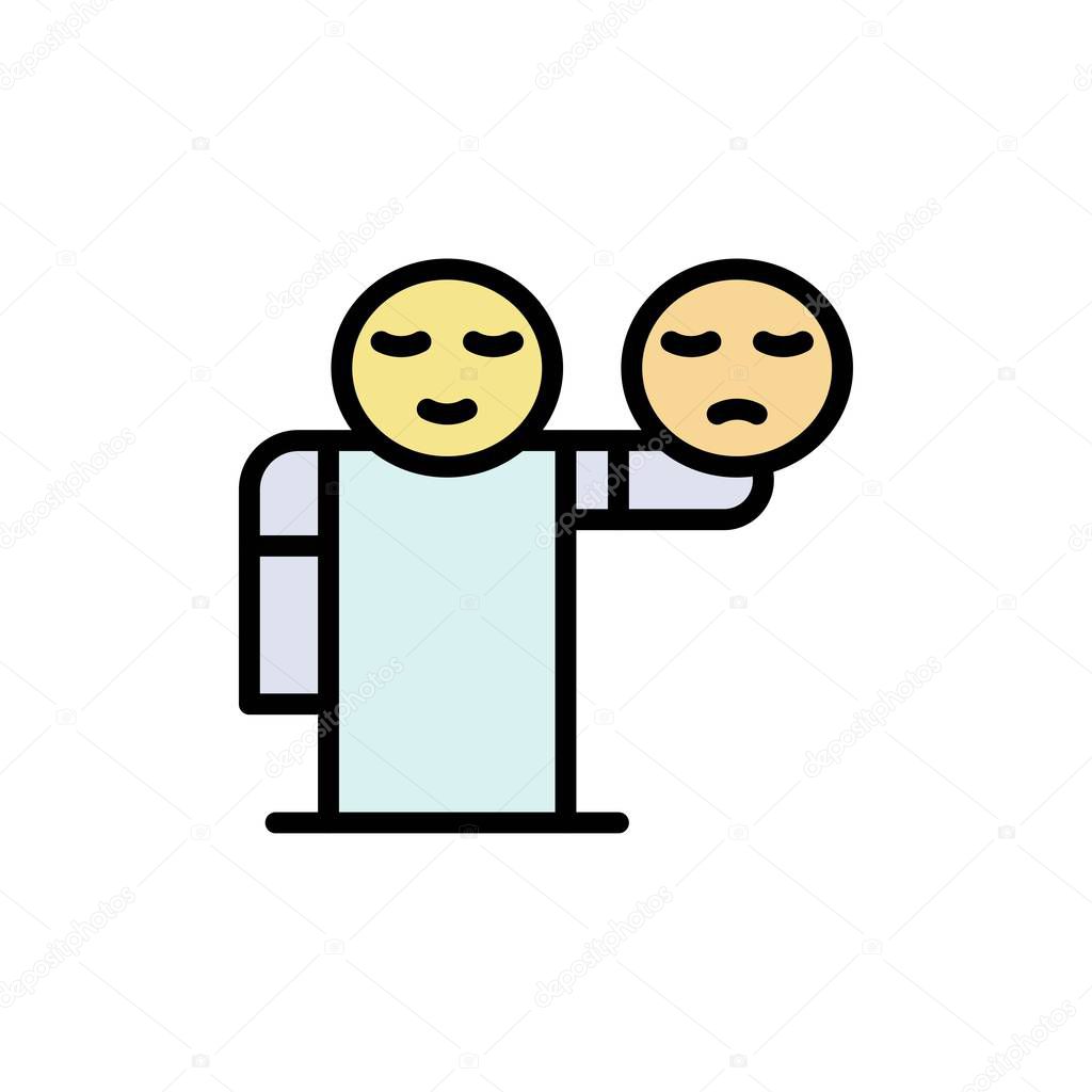 Man, Hand, Emojis, Healthcare  Flat Color Icon. Vector icon bann