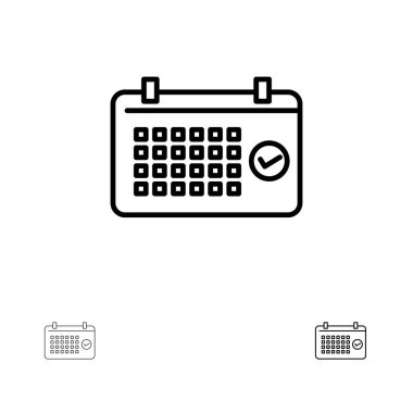 Takvim, Tarih, Ay, Yıl, Zaman Kalın ve ince siyah çizgi simgesi 