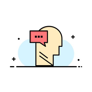 Zihin, İletişim, İç, Baş İş Logo Şablonu. Düz Renk