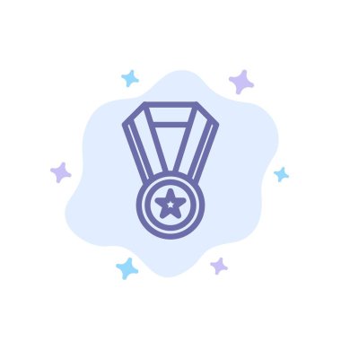 Başarı, eğitim, madalya mavi simge soyut bulut Backgr