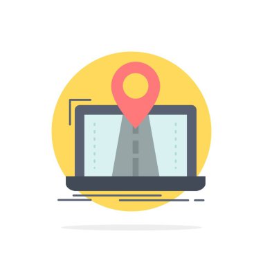 Navigasyon, Harita, Sistem, Gps, Rota Düz Renk Simgesi Vektör