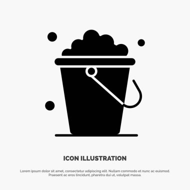 Kova, Temizlik, Zemin, Ev katı Glyph Icon vektör