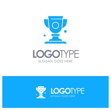Başarı, Kupa, Ödül, Trophy Blue Solid Logo için yer t