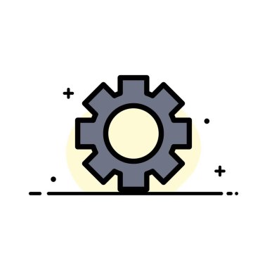 Dişli, Ayar, Tekerlek İş Düz Çizgi Dolu Simge Vektör Bann