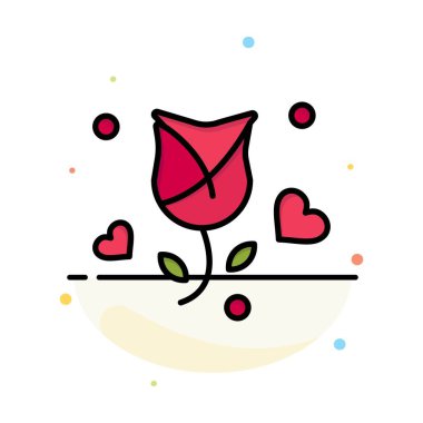 Gül, Çiçek, Aşk, Teklif, Valentine Soyut Düz Renk Simgesi 