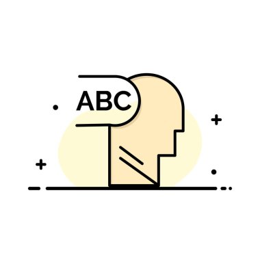 İlköğretim, Bilgi, Kafa İş Düz Hat Dolu Simge Vect