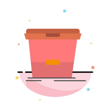 Kova, Temizleme, Yıkama, Su Soyut Düz Renk Simgesi Şablon