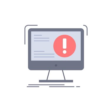 Uyarı, antivirüs, saldırı, bilgisayar, virüs düz renk simge vektör