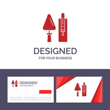 Creative Business Card and Logo template Trowel, Brickwork, Cons vector
