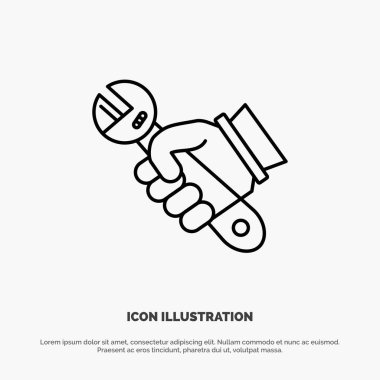 Anahtar, Onarım, Düzeltme, Araçlar, El Hattı Simge Vektör