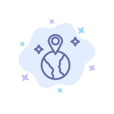 Soyut Bulut Arkaplanındaki Dünya, Harita, Konum Mavi Simge