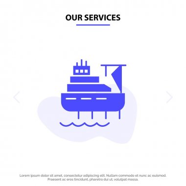 Hizmetlerimiz Gemi, Tekne, Kargo, İnşaat Katı Glyph Simgesi Biz