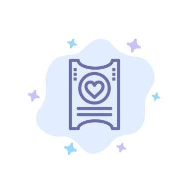 Bilet, Aşk, Kalp, Soyut Bulut Backgro Üzerinde Düğün Mavi Simge