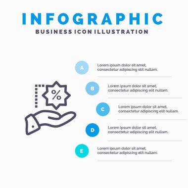 İndirim, Yüzde, Satış, Alışveriş Mavi Bilgi Grafikleri Şablonu 