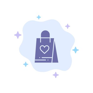 Soyut Bulut Arka Plan Üzerinde Alışveriş, Aşk, Hediye, Çanta Mavi Simge