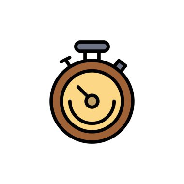 Saat, Spor, Kronometre, Time Flat Renk Simgesi. Vektör simgesi yasağı