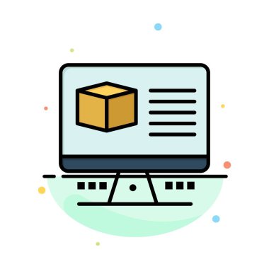 Bilgisayar, Kutu, İnternet, Monitör Soyut Düz Renk Simgesi Templa