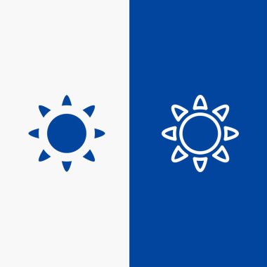 Web hattı ve glif katı simgesi mavi Banner çizgi ve glif katı i
