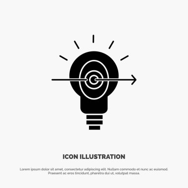 Ampul, Başarı, Odak, İş katı Glyph Icon vektör