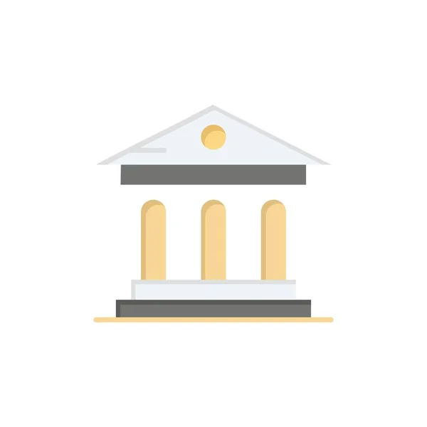 Universidade Banco Campus Tribunal Flat Color Icon Modelo Banner Ícone — Vetor de Stock
