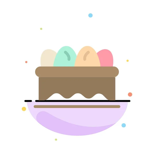 Καλάθι, Πάσχα, αυγό αφηρημένο επίπεδη χρώμα εικονίδιο πρότυπο — Διανυσματικό Αρχείο