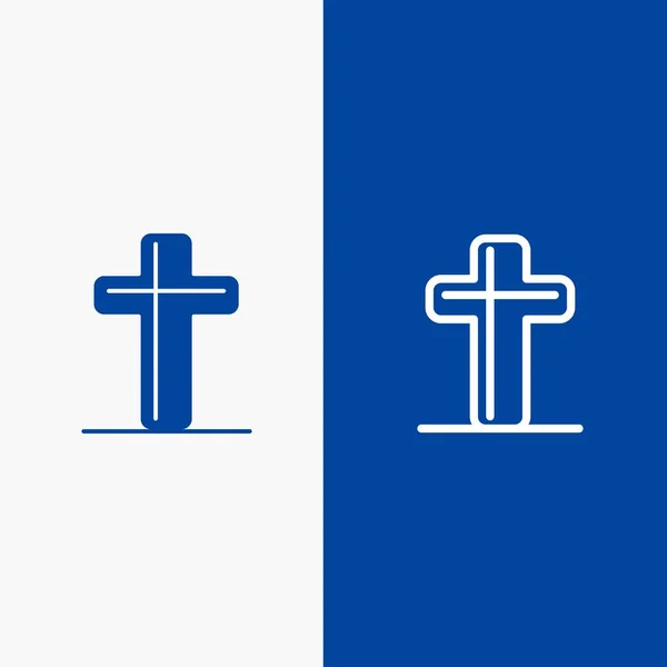 Célébration, Christian, Croix, Ligne de Pâques et Glyphe icône solide — Image vectorielle