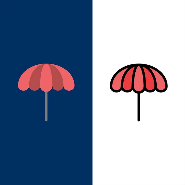 Beach, Umbrella, időjárás, nedves ikonok. Sík és sorkitöltött ikon — Stock Vector