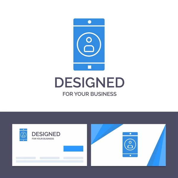 Kreative Visitenkarten- und Logovorlagen-Anwendung, mobil, mobil — Stockvektor