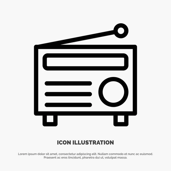Radio, Fm, Audio, Media Line Icon Vector — Vector de stock