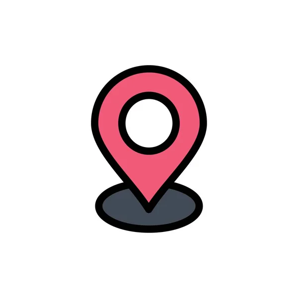 Localização, Mapa, Marcador, Pin Flat Color Icon. Banner do ícone do vetor —  Vetores de Stock