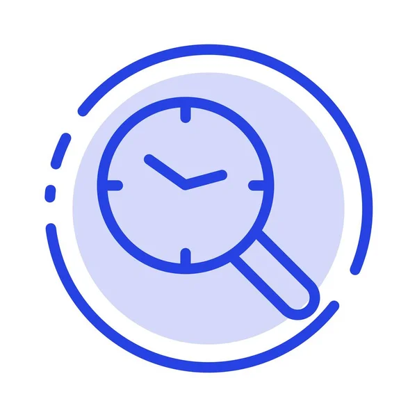 Recherche, Recherche, Montre, Horloge Ligne pointillée bleue Icône — Image vectorielle