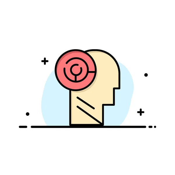 Kopf, Spiele, Geist, Ziel Business-Logo-Vorlage. flache Farbe — Stockvektor