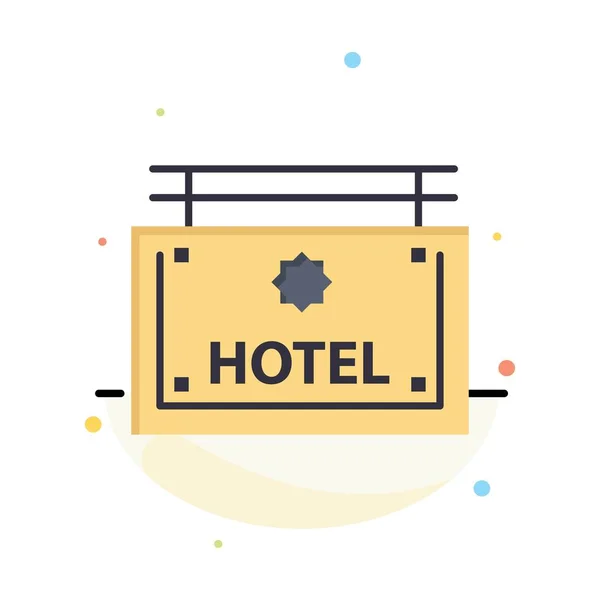 Hotel, Sign, Board, Direction Abstract Flat Color Icon Template — Stock Vector