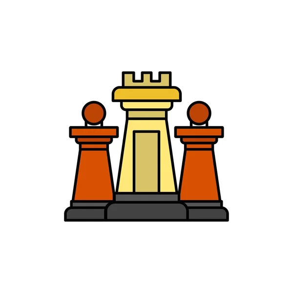 Šachy, počítač, strategie, taktika, plochá barva ikona. — Stockový vektor