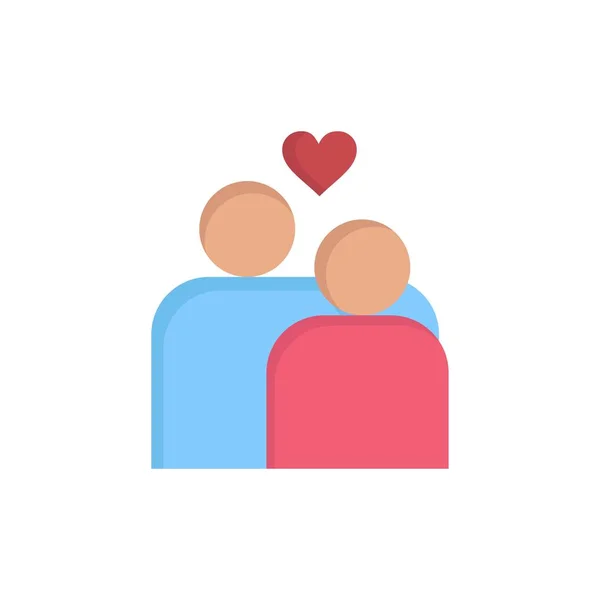 Ζευγάρι, αγάπη, γάμος, καρδιά επίπεδη χρώμα Icon. Εικονίδιο διάνυσμα Bann — Διανυσματικό Αρχείο
