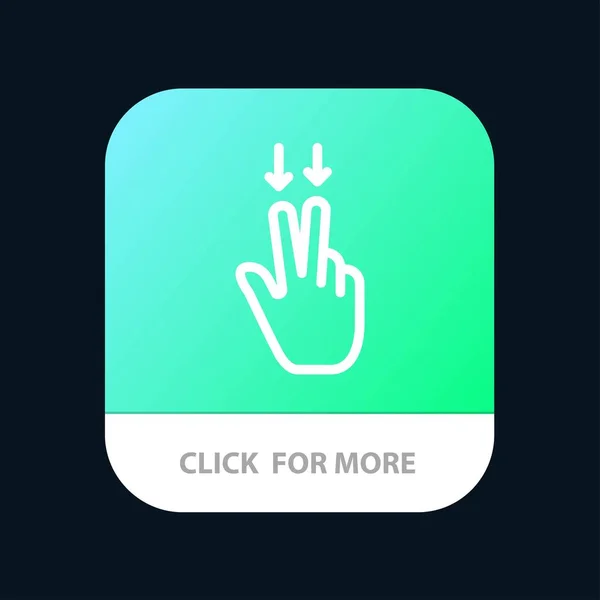 Fingers, Gesture,, Down Mobile App Button. Android и IOS Line — стоковый вектор